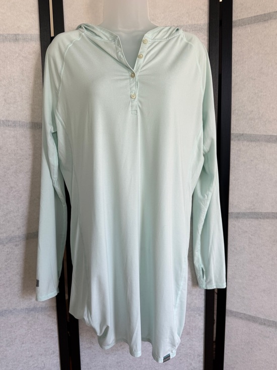 Avid Other - Avid Light Blue/Teal Hooded Swim Dress Cover Up UPF Thumbholes Fishing Size L